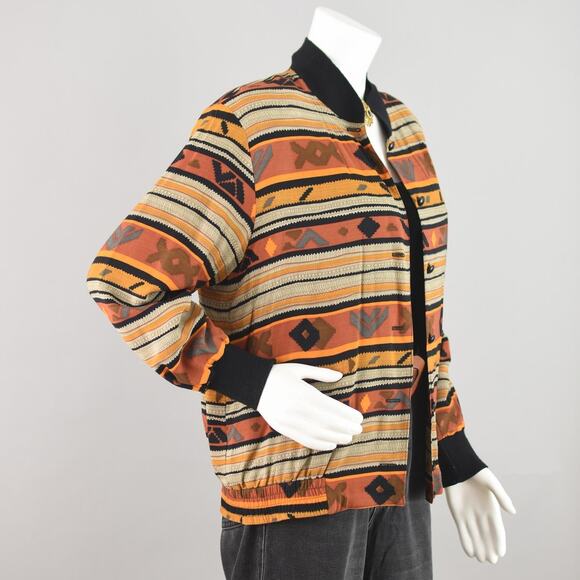 Vintage Lightweight Bomber Jacket, Southwestern Print, Women's Petite Small - Picture 7 of 12